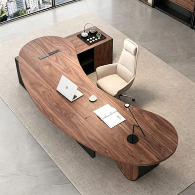 102.36"Simple solid wood L-shaped executive desk