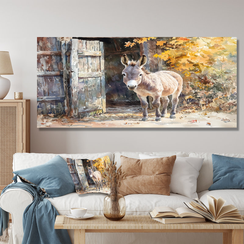 Donkey S Path Tot Hye Barn II - reproduction d'art moderne en métal, art mural en métal, H 28 po x l 60 po