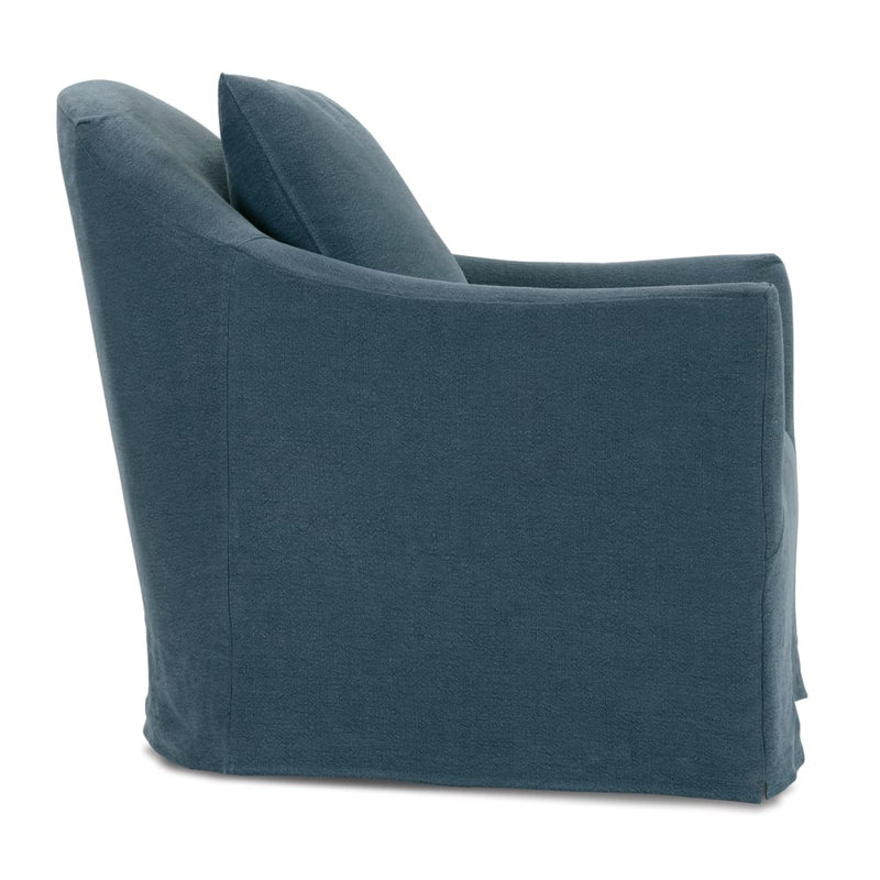 Mocha Noel Slipcovered Swivel Chair, Indigo Linen (15061-35)