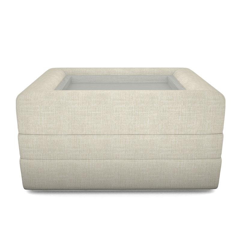 Boyden Ottoman with Wood Tray, Casa Blanca, Tarbee Pebble