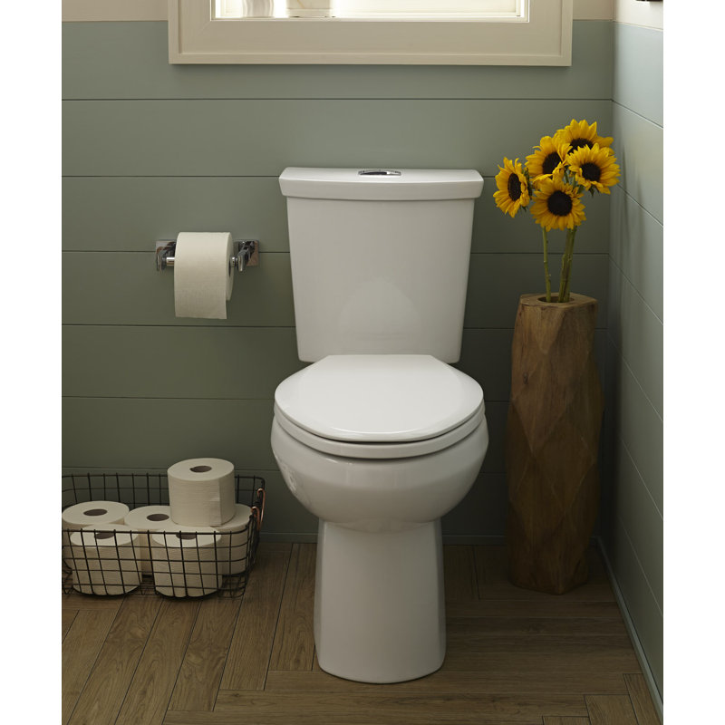 American Standard H2Option GPF Elongated Comfort Height Floor Mounted Two-Piece Toilet (Seat Not Included), White