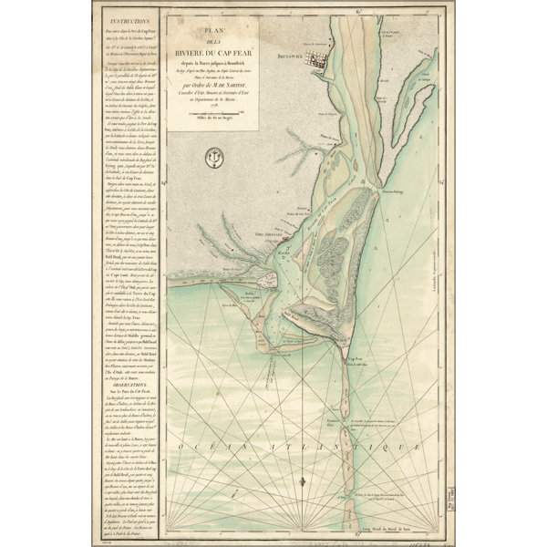 History Galore 24X36 Gallery Poster, Map Cape Fear River North Carolina ...