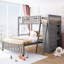 Lit superposé en bois gris, simple et double avec 6 tiroirs et roulettes polyvalentes, rangement flexible et roulant-649008645
