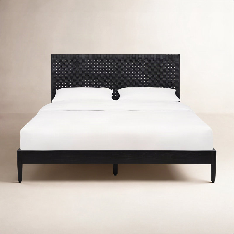 Tamita Leather Platform Bed, Queen, Black