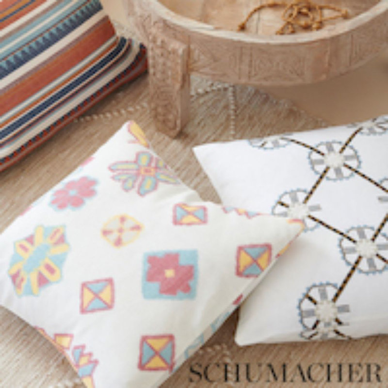 Chamizal Embroidery Fabric, Blue/ Pale Blue/ Neutral