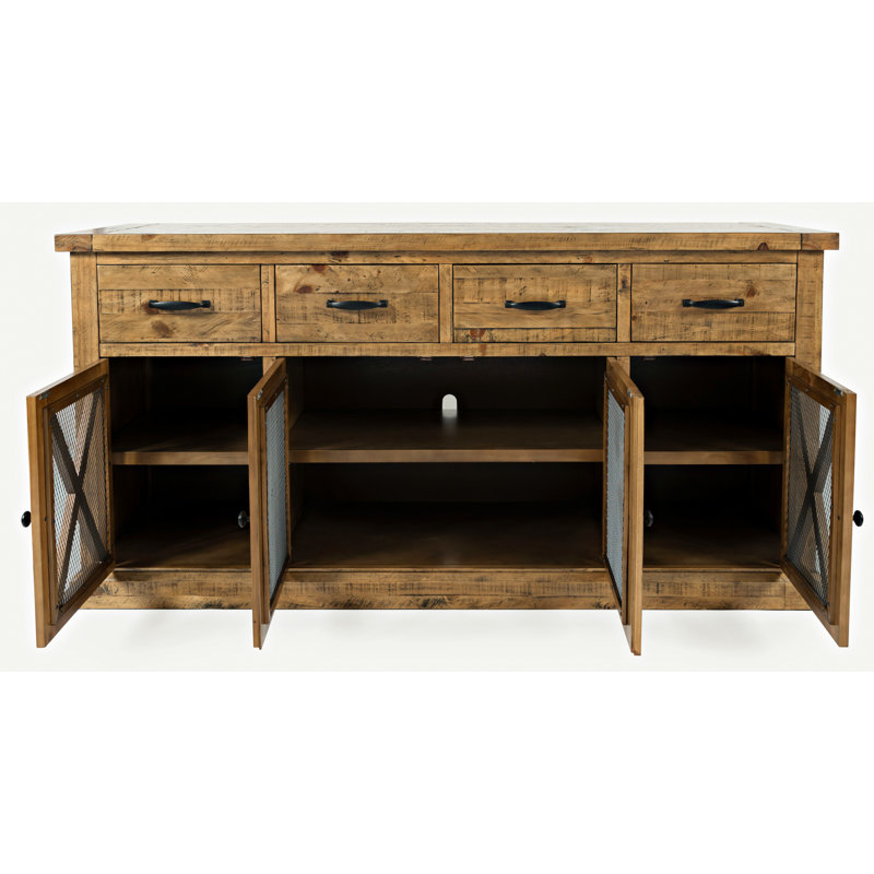 Buffet en bois de pin 4 tiroirs Honario, Doré