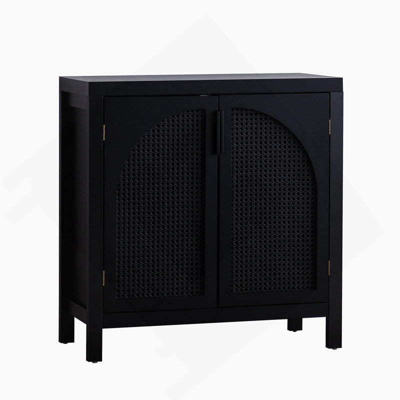 Buffet polyvalent en rotin avec tablette réglable et portes ventilées, idéal pour plusieurs espaces de vie