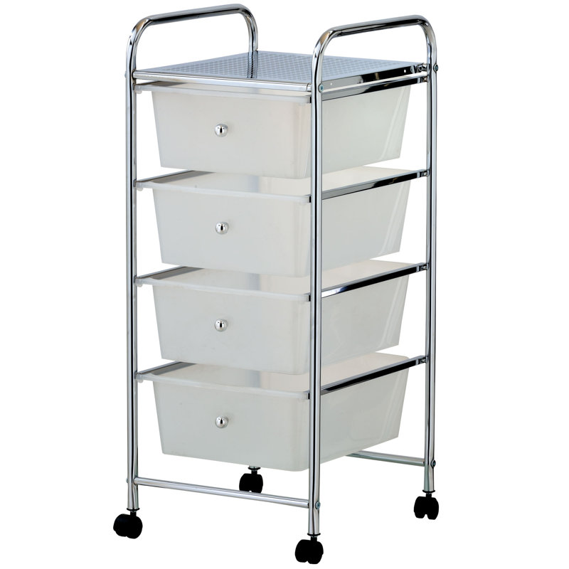 76cm H x 32cm W Utility Cart with Wheels, White