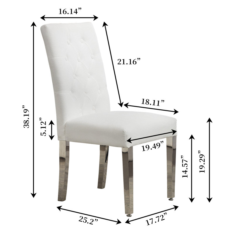 Karyle 19.29'' H Tufted Velvet Upholstered Side Chair, White