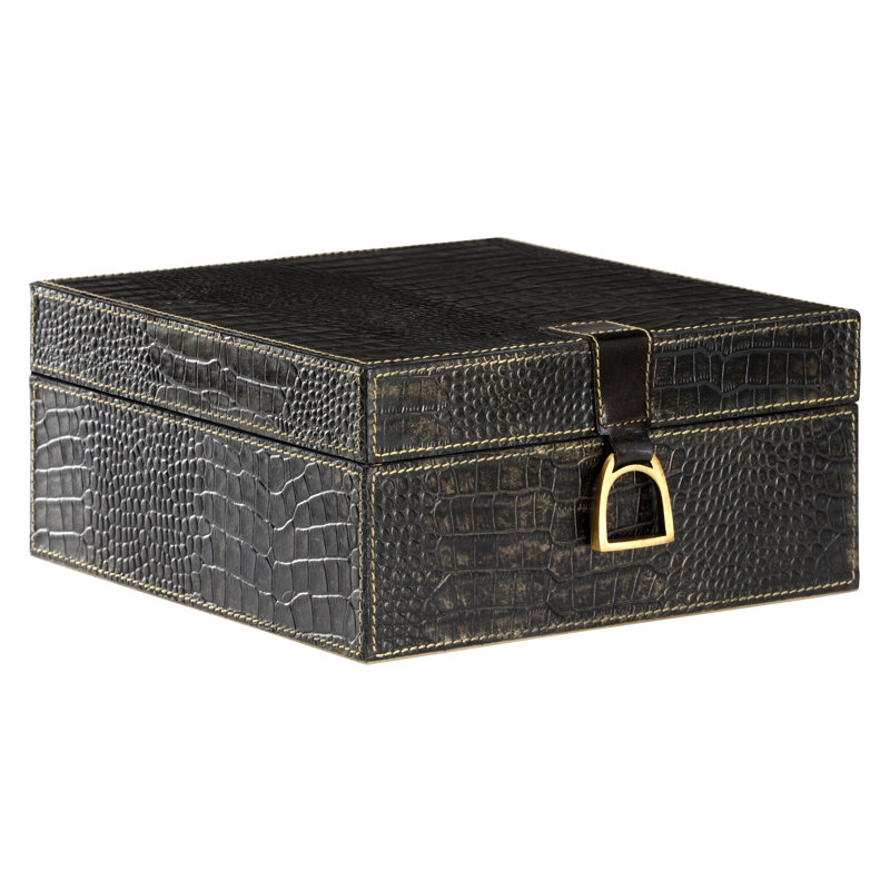 Croc Decorative Box, 4.8" H x 10.3" W x 10" D