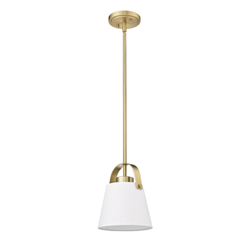 1 - Light Shaded Pendant, Heritage Brass, 90.5" H x 8" W x 8" D
