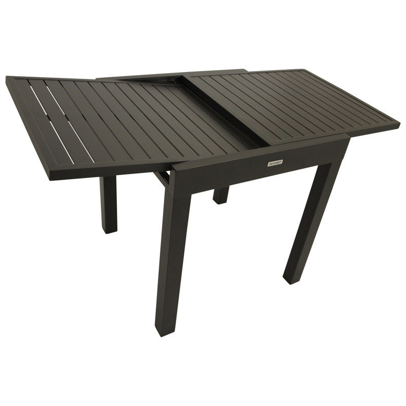 Rectangular Extendable Outdoor Dining Table and Bistro Table - 140 cm W 70 cm D, Grey/Brown/Blue
