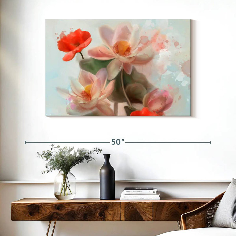 Harnek Abstract Lilies And Poppies, 26" H x 39" W