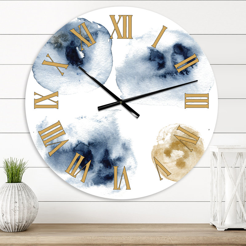 Abstract Of Dark Blue and Gold Cloud - Modern wall clock, Small