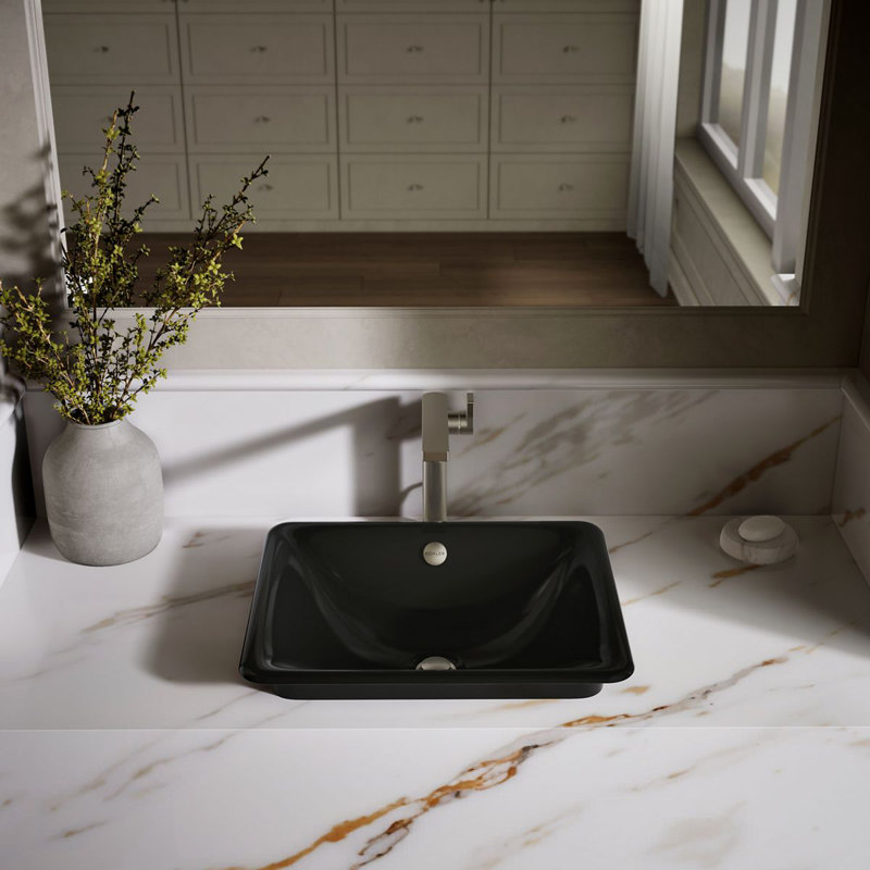 Iron Plains 6.3" Tall Metal Rectangular Bathroom Sink with Overflow, Black Plum