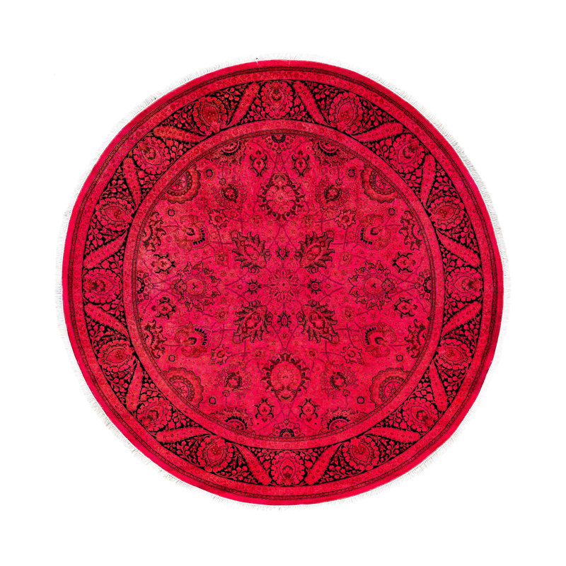 Tapis rond rose en laine 6 pi 1 po x 6 pi 1 po Huckstep