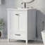 Meuble-lavabo 24 po avec évier, meuble-lavabo avec tiroir et portes, bois massif et panneau de fibres à densité moyenne, blanc