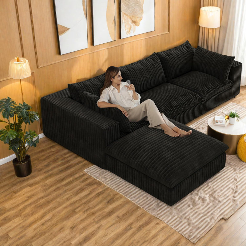 Spacious Cloud Sofas, Corduroy Comfort, Modern Style For Living Room