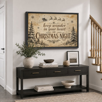 «Vintage Christmas Night Holiday», photos de salon, impression sur toile encadrée