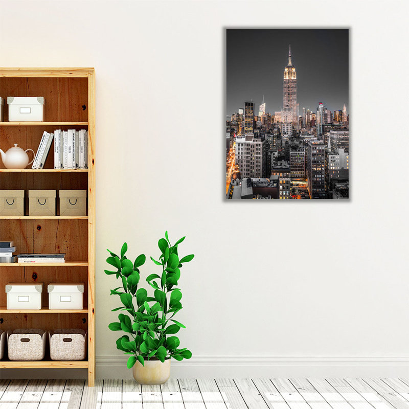 «Empire State Building With Manhattan Skyline», reproduction d'art sur toile, H 24 po x l 18 po