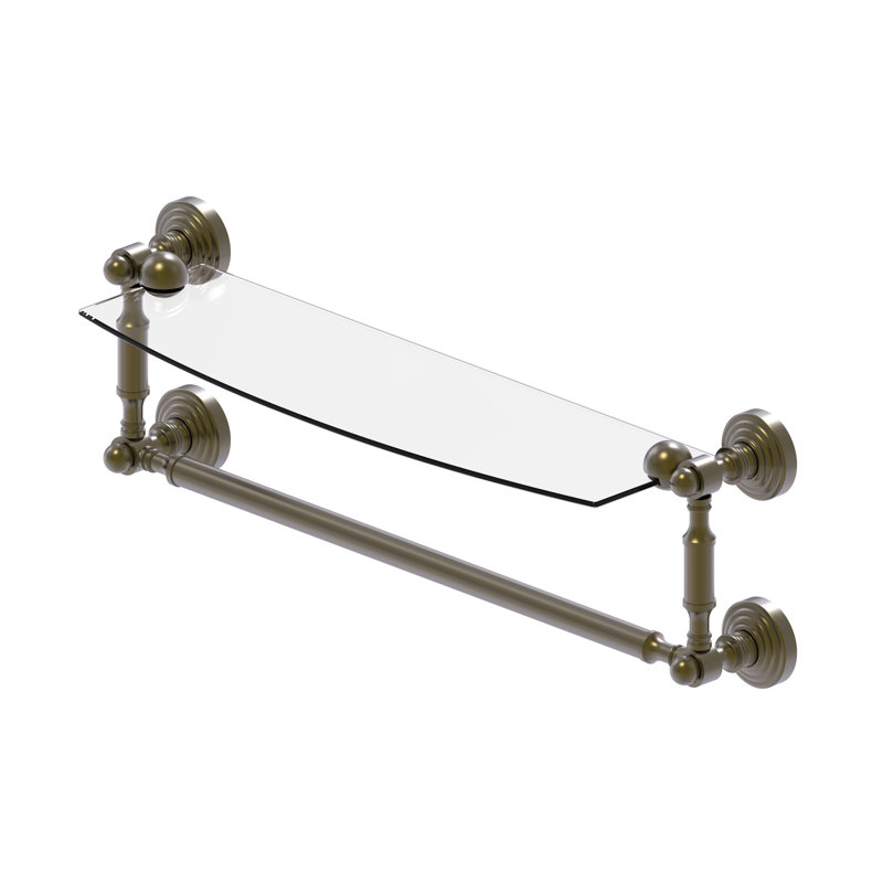 Beresford Bracket Shelf with Towel Bar, Antique Brass, 5" H x 22.2" W x 6.1" D