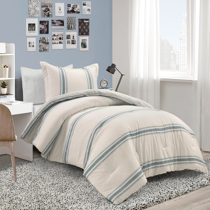 Gray Twin Cotton Reversible Comforter Set