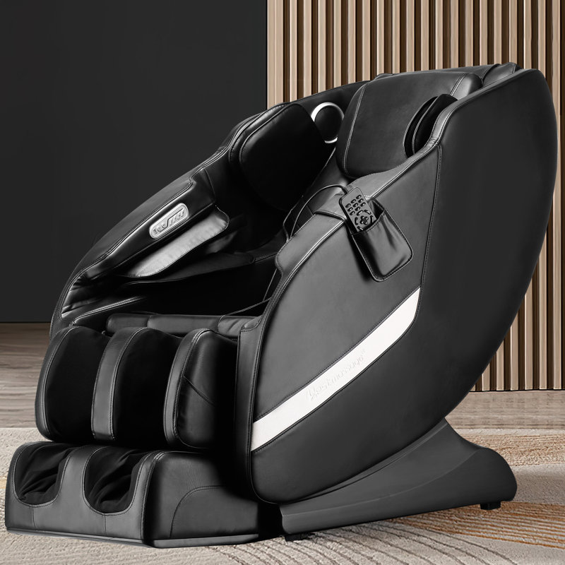 Faux Leather Heated Massage Chair, Black