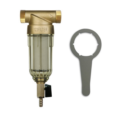 iSpring Reusable Whole House Spin Down Sediment Water Filter 50 Micron Flushable Filter