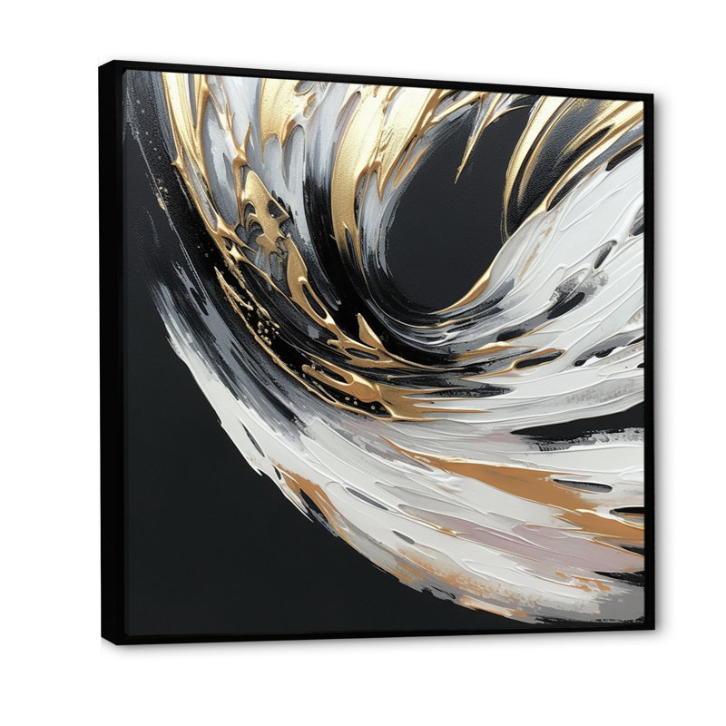 Golden River Wildness abstrait doré et noir I - impression, H 36 po x l 36 po x P 1,5 po, Cadre flottant noir