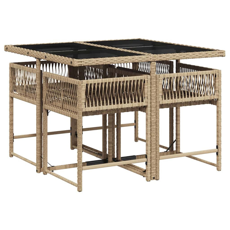 Patio Dining Set with, Light Grey, Beige