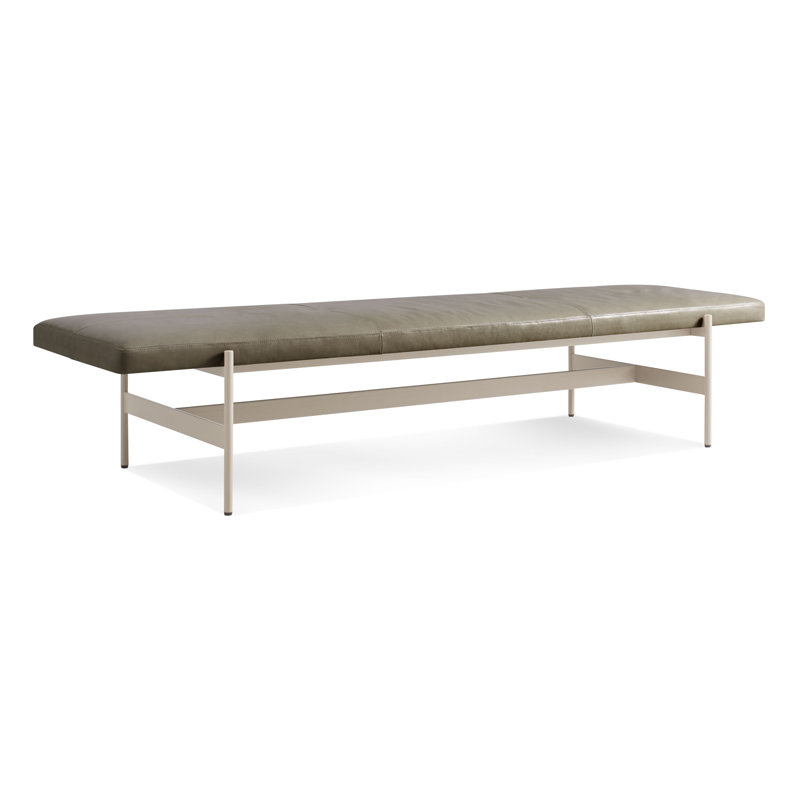 Daybench Genuine Leather Upholstered Bench, Putty, Grey, 14" H x 75" W x 24" D