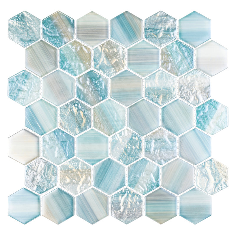 Rochelle 2-in. Hexagon Honeycomb Marble Look Polished Glass Wall & Floor Mosaic Tile, Bezian
