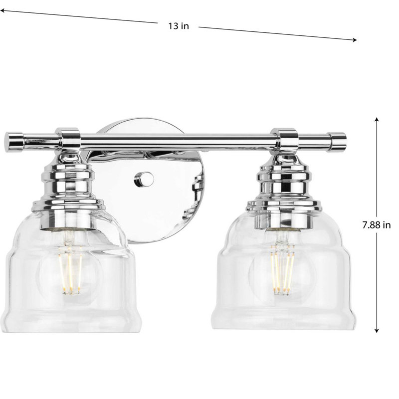 Ambrose 2-Light Polished Chrome Wall Sconce with Clear Glass Shades