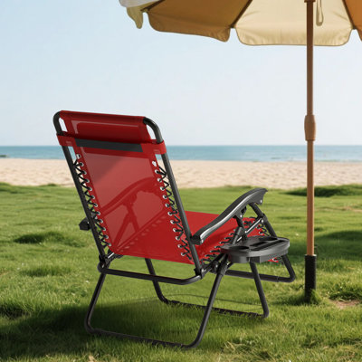 Morena Folding Zero Gravity Lounge Chair with Headrest, Footrest, and Cup Holder, Outdoor Beach Recliner for Patio and Camping
