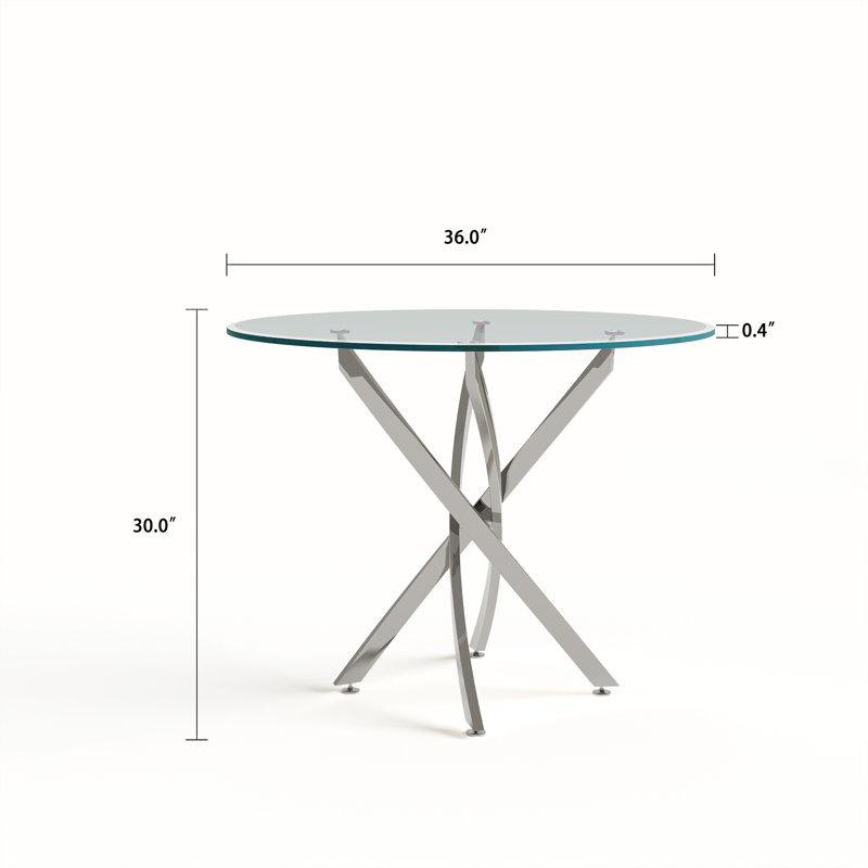 5- Piece Dining Table Set,Glass Top Metal Base Dining Tablewith 4 Faux Leather Dining Chairs, Silver, Gray/Silver