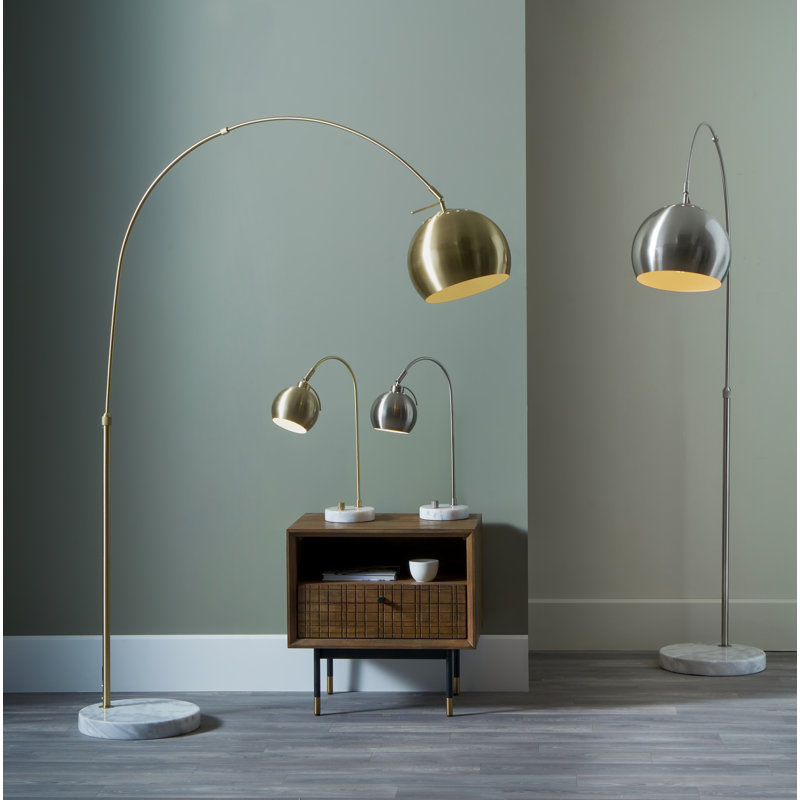 Charlee 175cm Arched Floor Lamp, Silver