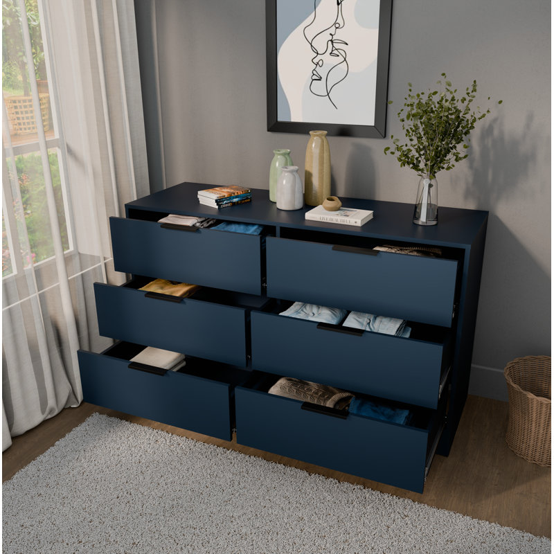 Commode à 6 tiroirs Kahanuola, Bleu