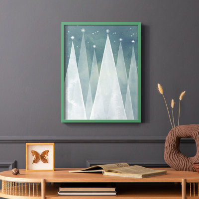 Mod Evergreens I Framed Print - Solid Wood