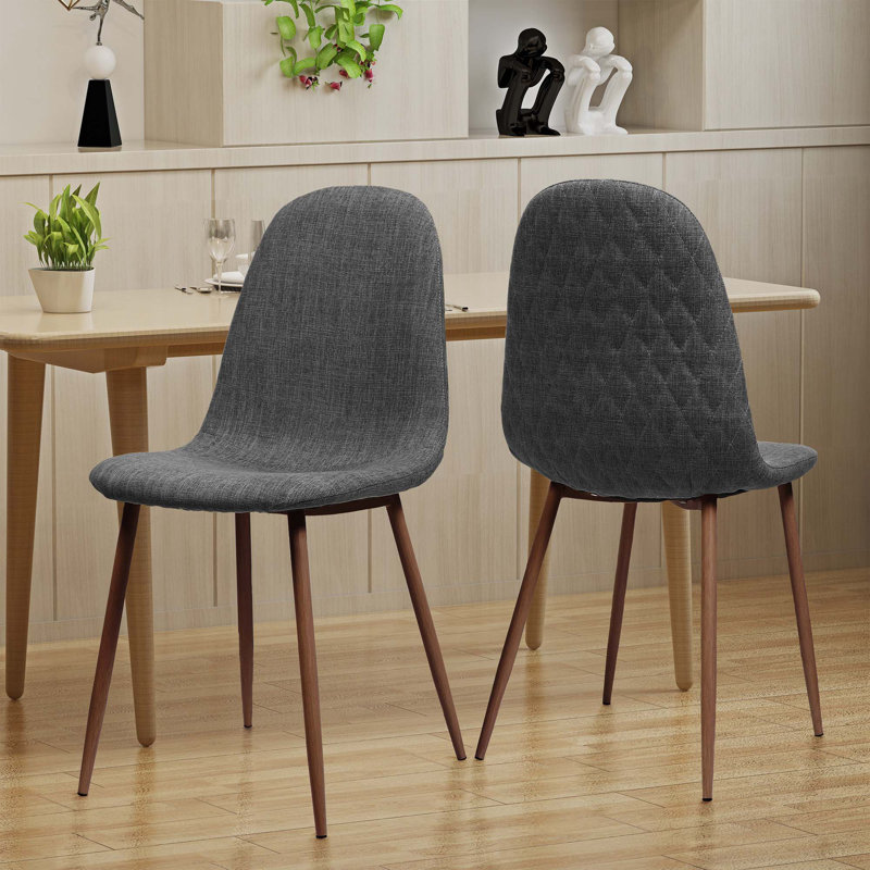 Chaise rembourrée en tissu avec pieds en métal Mid-Century, Gris clair