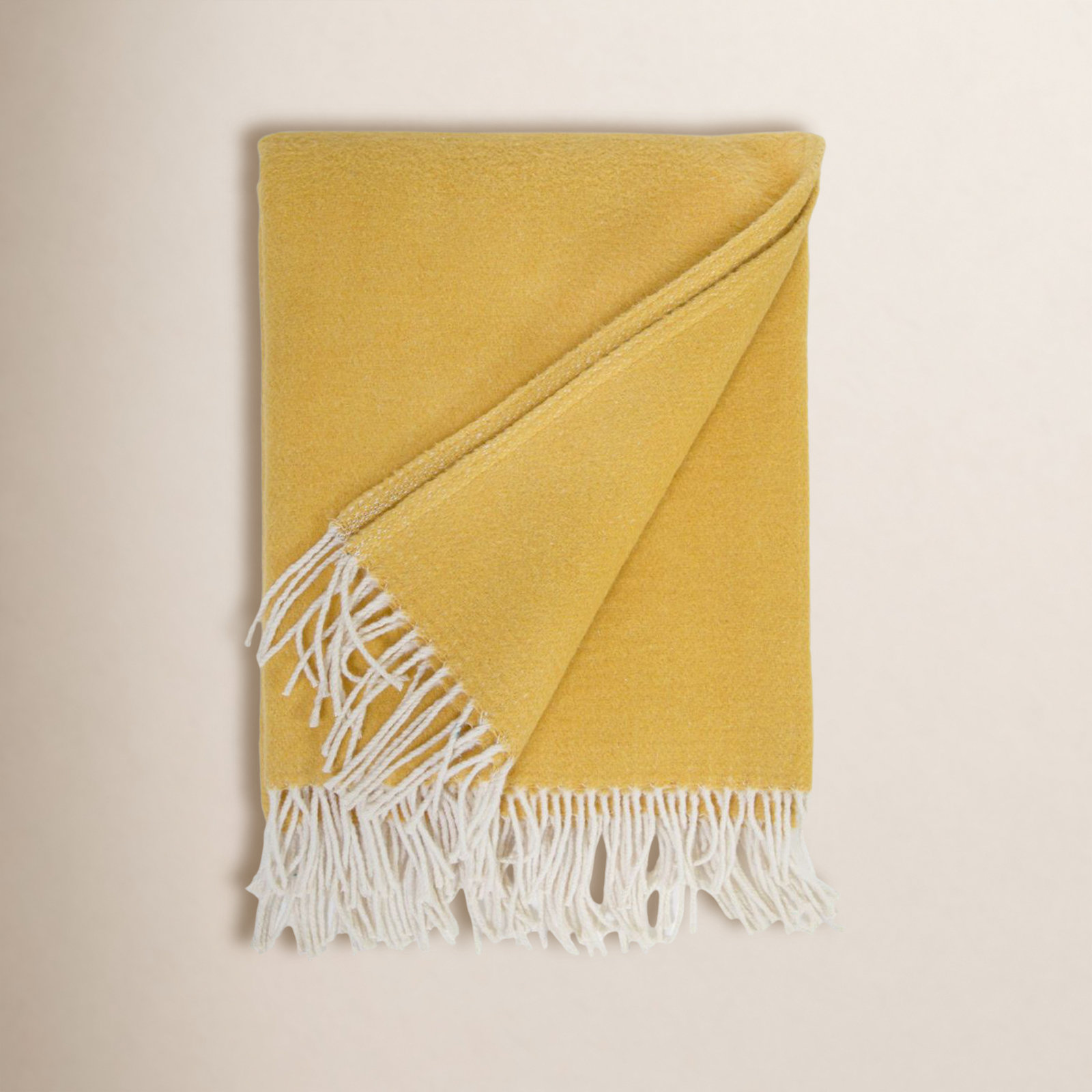 Mandy Handwoven Cotton Throw Blanket, Yellow