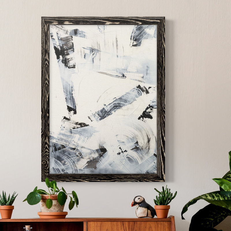 «Fractured Ice II», peinture sur toile encadrée, H 20 po x l 17 po x P 1 po, Noir