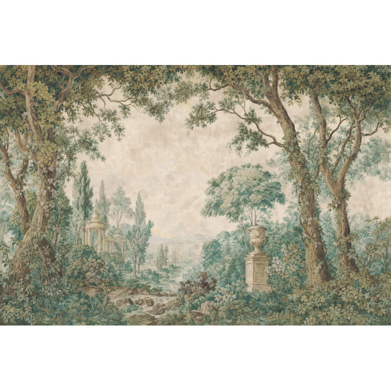 Décoration murale rétro pastorale de paysage pastel, 120"x96", Non-Woven Nonpasted
