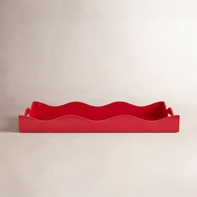 Plateau en acrylique avec poignées, Rouge