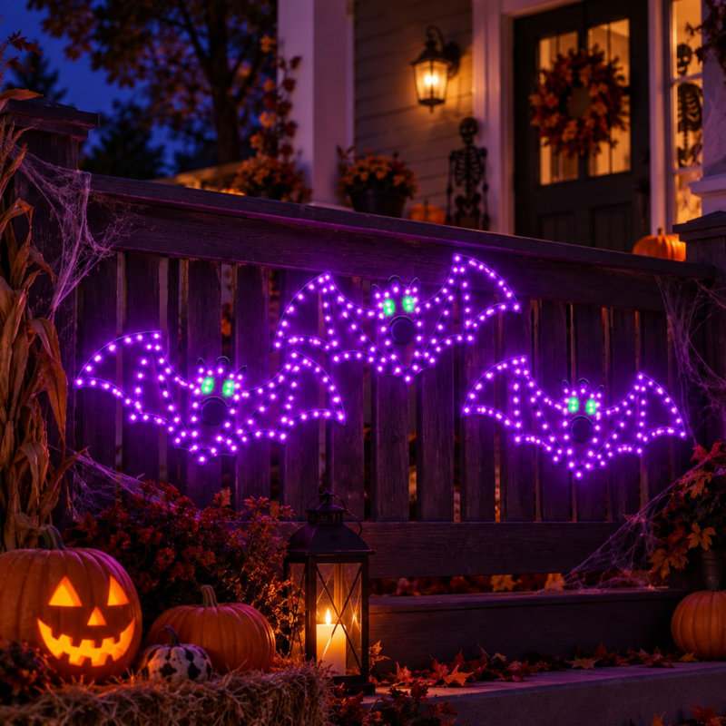Guirlande lumineuse DEL chauve-souris de 3 pièces de 35,5 cm (14 po) avec effet scintillant violet