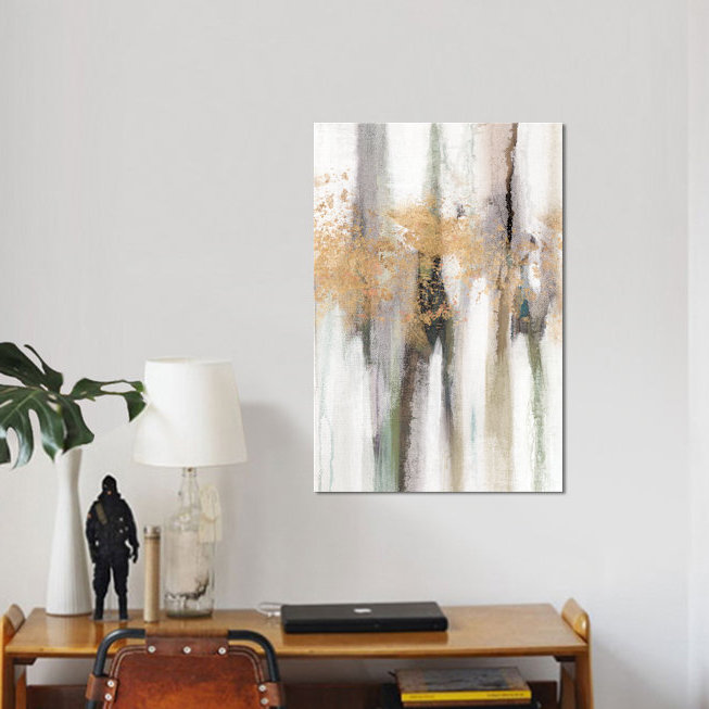 « chutes gold leaf ii », reproduction d’art sur toile tendue, H 26 po x l 18 po x P 1,5 po, Toile avec cadre noir