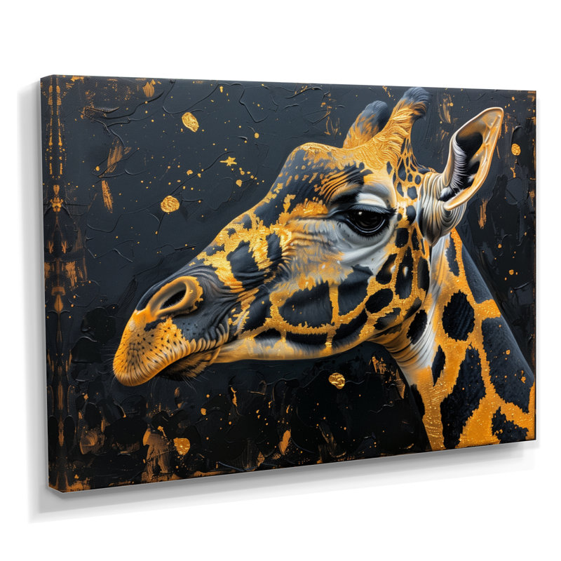 Eduarda - Décoration murale girafe, H 16 po x l 32 po x P 1 po, Toile tendue