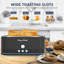 Grille-pain de qualité supérieure 4 tranches avec 7 réglages de brunissement, boîtier en acier inoxydable anti-traces de doigts de 1400 W, finition noire élégante
