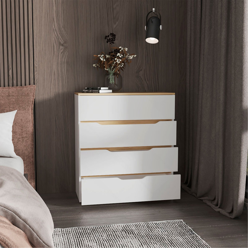 Commode 4 tiroirs Lynbrook, Blanc