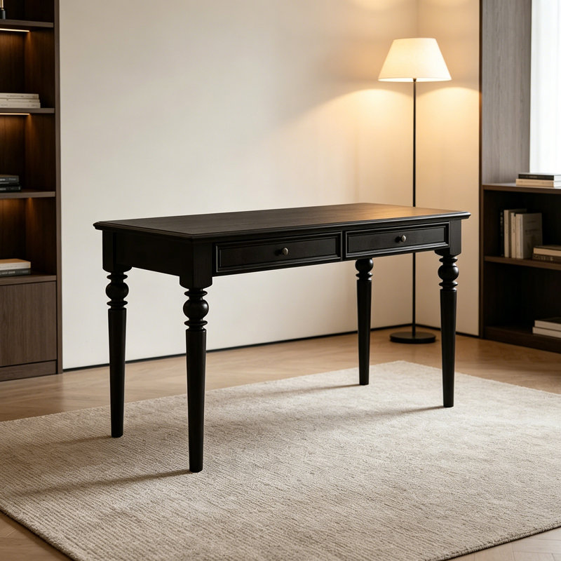Bureau d'écriture avec tiroirs de rangement noir Exquis, 30.31" H x 47.24" W x 23.62" D, Noir
