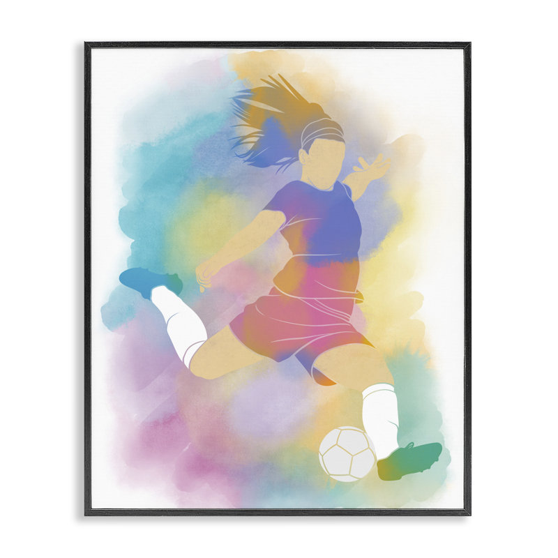 Giclée encadrée de soccer coloré, design par Marcus Prime, H 20 po x l 16 po, Giclée encadrée noir minuit